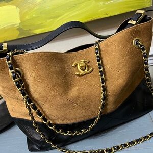 Suede and Leather chain shoulder bag